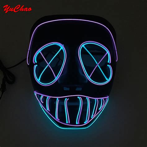 New Styles El Wire Glowing Mask Party Mask Led Neon Light Up Neon Mask
