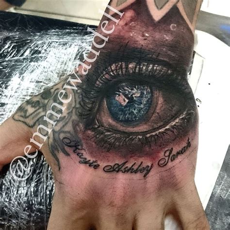 Realistic Blue Eye Tattoo On Hand By Emme Waddell Tattoos And Art Eye