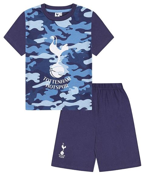 Jungen Tottenham Fc Spurs Blau Tarnfarbe Kurzer Schlafanzug Ebay