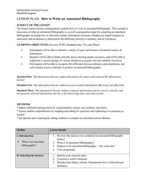 Annotated Bibliography Lesson Plan Doc