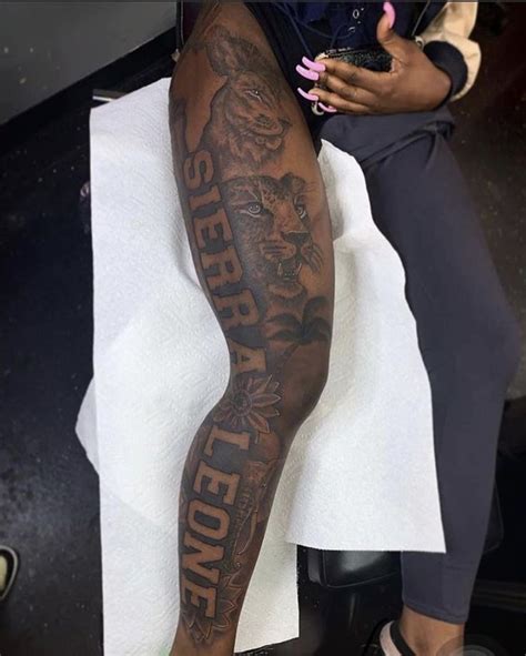 Pin 𝐟𝐞𝐧𝐭𝐢𝐢𝐜𝐡𝐚𝐧𝐞𝐥 Girl Leg Tattoos Black Girls With Tattoos Dark Skin Tattoo