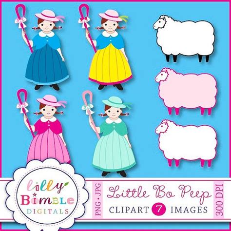 Little Bo Peep Clipart Nursery Rhyme Digital S By Lillybimble 500