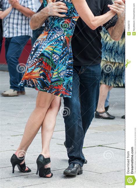 Legs Of Couple Of Tango Dancers In The Street Stock Photo Image Of