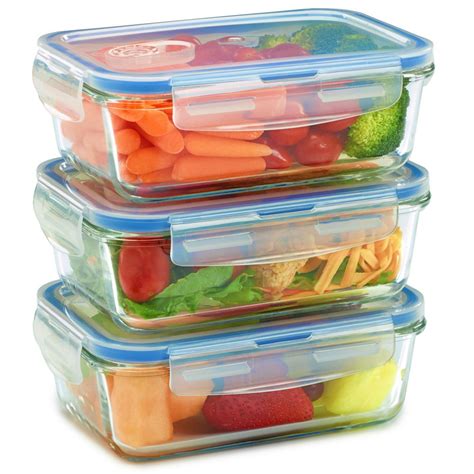 Glass Lunch Containers With Lids Snap Locking Airtight And Leak Proof Bpa Free Oven