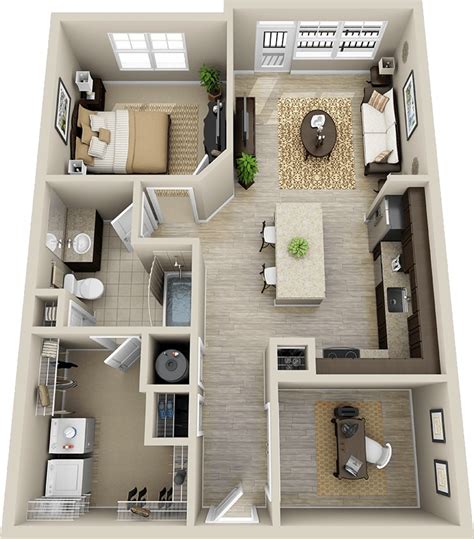 With roomsketcher, it's easy to create a beautiful 1 bedroom apartment floor plan. 50 One "1" Bedroom Apartment/House Plans | Architecture ...