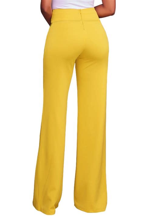 Yellow Wide Length Pants Color Yellow Size S Xxl