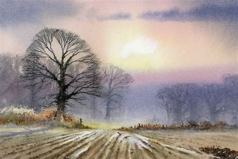 Davidbellamyart Painting Winter Trees In Watercolour