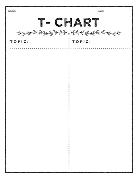 T Chart Graphic Organizer Free Printable Pdf