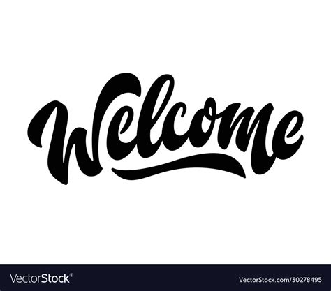 Welcome Hand Drawn Lettering Phrase Brush Vector Image