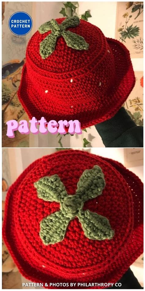 8 Cute And Easy Crochet Strawberry Bucket Hat Patterns The Yarn Crew