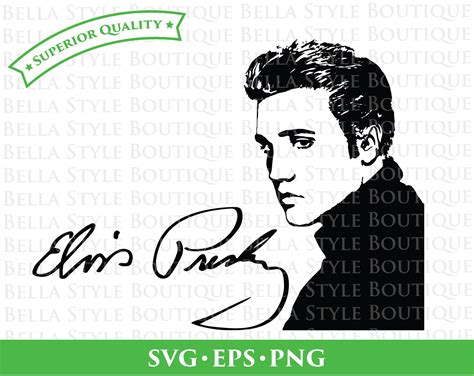 Elvis Presley Portrait And Signature Svg Png Eps Cut File Etsy