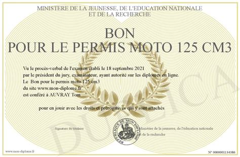 Bon Pour Le Permis Moto 125 Cm3
