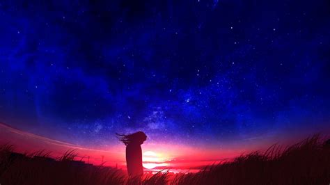 Anime Sunset Night Sky Scenery 4k 93 Wallpaper