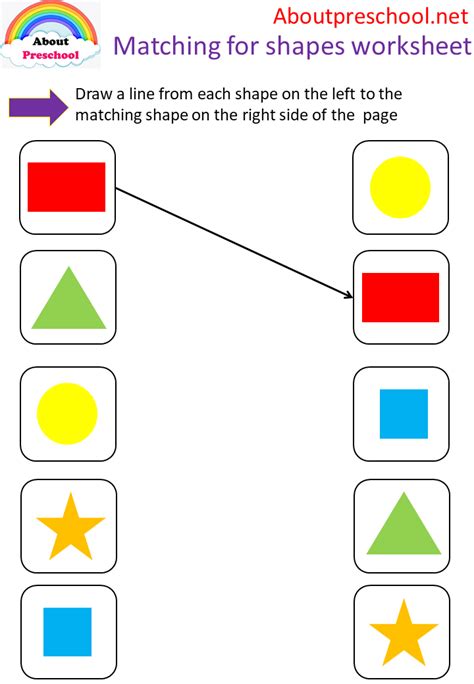 Matching For Shapes Worksheet About Preschool