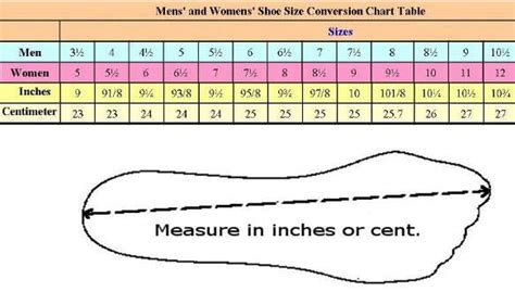 Boot Size Width Chart
