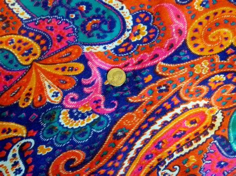 vintage 1960s psychedelic paisley fabric sheer stretch