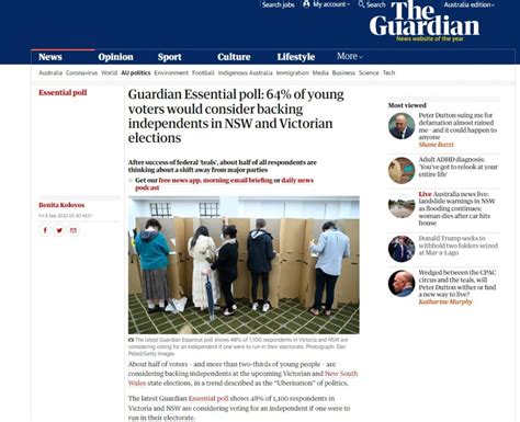 Guardian Essential Poll 64 Of Young Voters Would Consider Backing