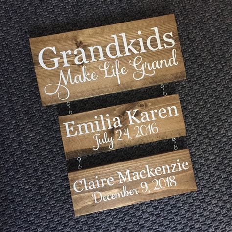 Grandkids Make Life Grand Sign With Hanging Names And Birth Etsy