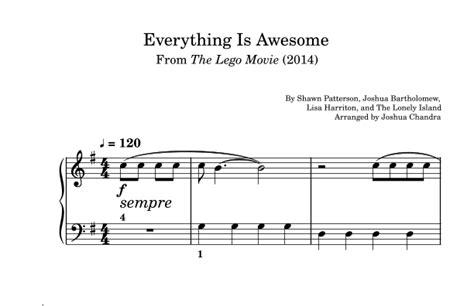 Everything Is Awesome Awesome Remixx Sheet Music Jorma Taccone