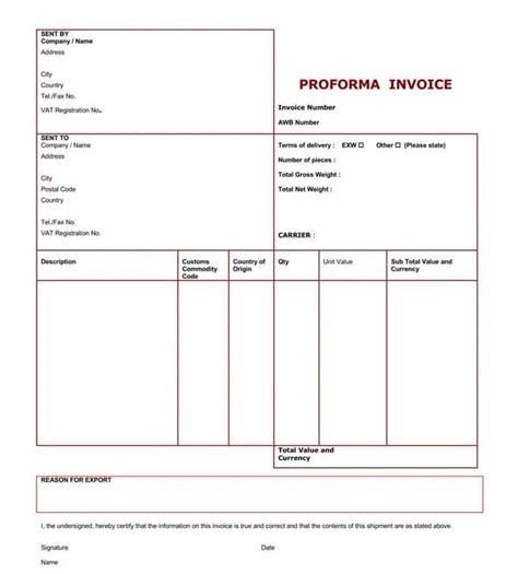 Free Proforma Invoice Templates Word Excel Hot Sex Picture