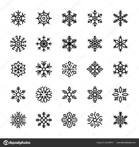 Copos Nieve Dibujo Los Iconos Línea — Vector De Stock © Prosymbols