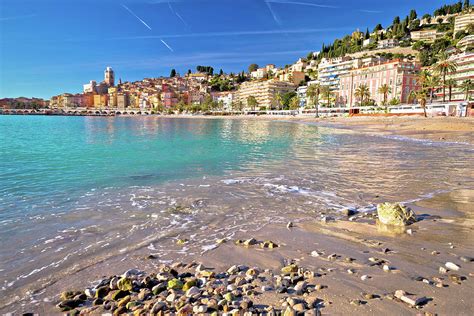 Colorful Cote D Azur Town Of Menton Beach And Architecture View