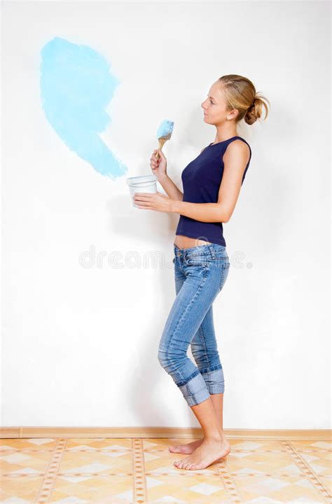 Girl Painting The Walls Stock Image Image Of Beautiful