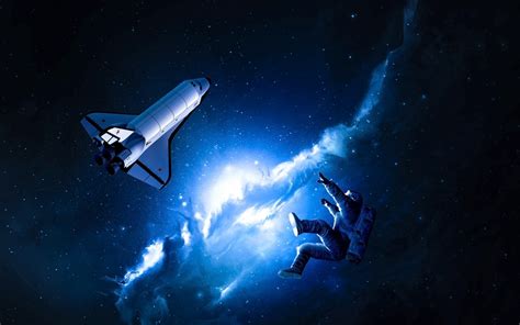 Wallpaper Vehicle Stars Space Art Blue Nebula Astronaut