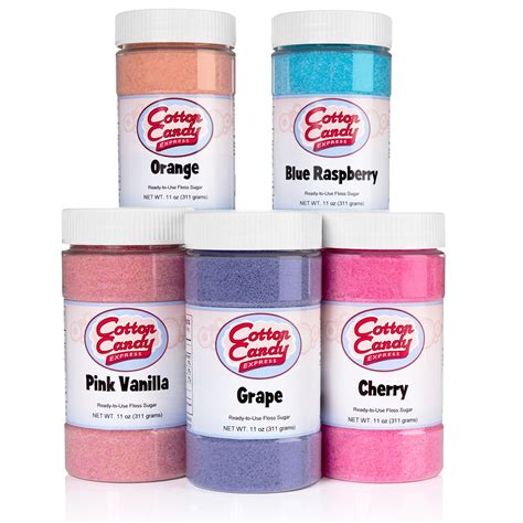 Cotton Candy Express 5 Flavor Cotton Candy Floss Sugar Pack