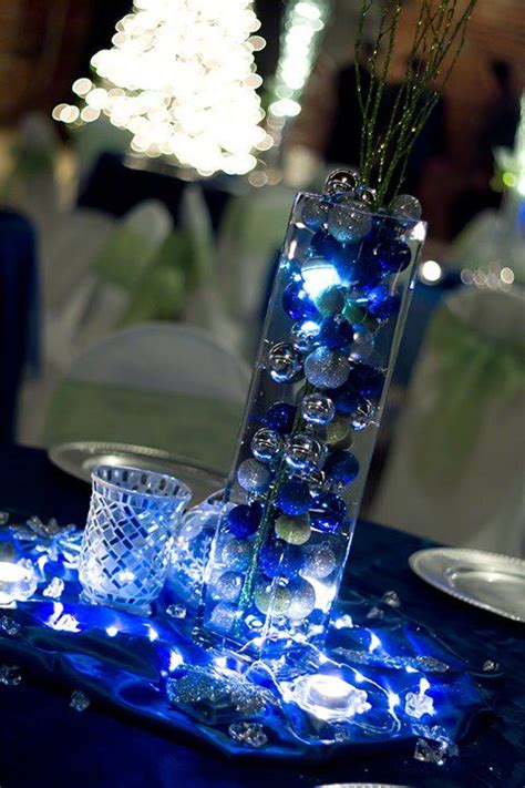 blue and silver | Wedding centerpieces, 65th wedding anniversary, Blue