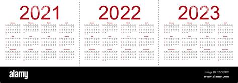 Conjunto De Calendarios Minimalistas Años 2021 2022 2023 Las Semanas