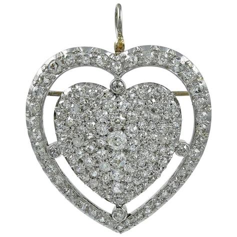 Big Beautiful Diamond Heart Gold Pendant Pin At 1stdibs