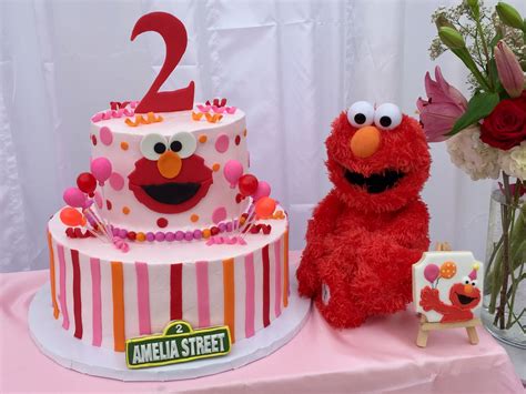 Elmos Girly Birthday Party Elmo Birthday Cake Girly Birthday Party Sesame Street Birthday Party