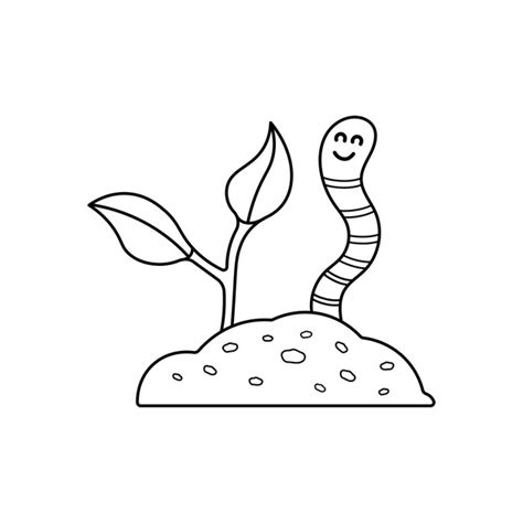 Premium Vector Hand Drawn Cute Worm Watering And Farming Cartoon