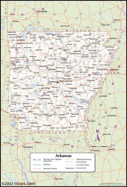 Arkansas Wall Map With Counties By Mapsales