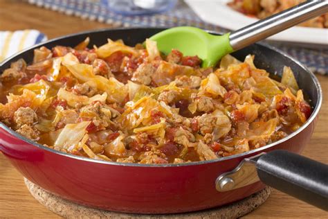Cook and stir until about half of the beef is browned, 3 to 5 minutes. Unstuffed Cabbage Skillet | EverydayDiabeticRecipes.com