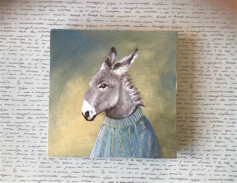 Donkey Original Oil Painting On Block Etsy Uk