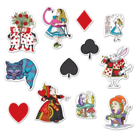 12pc Alice In Wonderland Cutouts Decoration Props Etsy