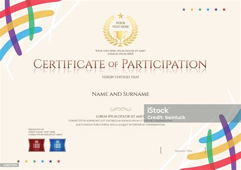 Modèle De Certificat De Participation Avec Coin Coloré Et Trophée