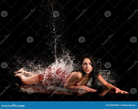 Latina Woman Being Splashed With Water Stock Image Image Of Exotic