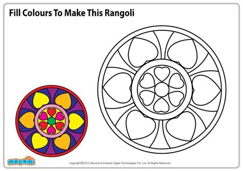 Rangolis is a very common sight during the festive season. Colouring pages for kids, Rangoli patterns and Colouring ...