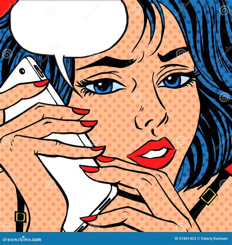 Girl Phone Talk Pop Art Vintage Comic Stock Illustrations 223 Girl Phone Talk Pop Art Vintage