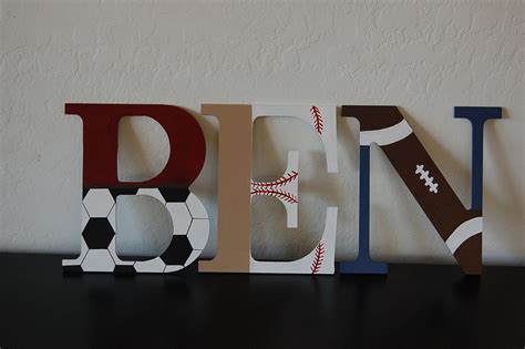 We may earn commission on some of the items you choose to buy. Sports themed nursery letters baby boy Piquet needs a name ...