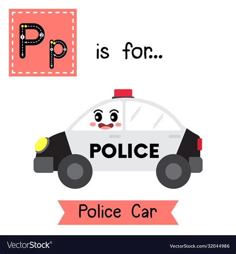 Letter P Tracing Police Car Royalty Free Vector Image
