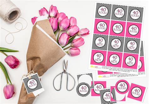 Printable 40 Rocks T Tags 40 And Hot Cupcake Toppers And T Tags