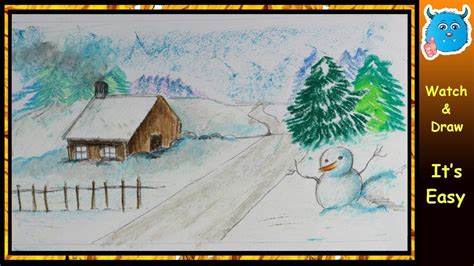 Winter Season Easy Drawing How To Draw An Easy Scenerypencil Sketch