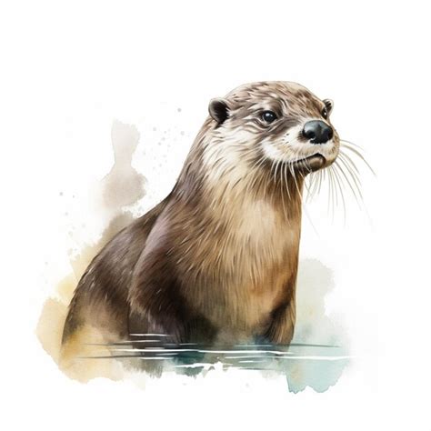 Premium Ai Image There Is A Watercolor Painting Of A Otter In The