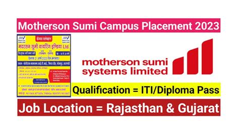 Motherson Sumi Systems Campus Placement 2023 ITI Jobs