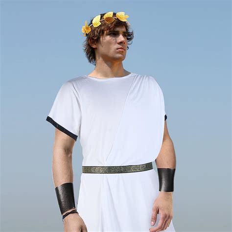 Buy 4 Pcs Men White Toga Greek God Costume Adult Party Toga Caesar Roman Costume With Leaf