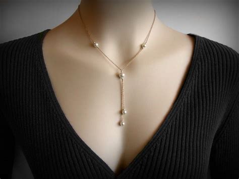 Y Necklace Pearl Necklace Pearl Y Necklace Lariat Necklace